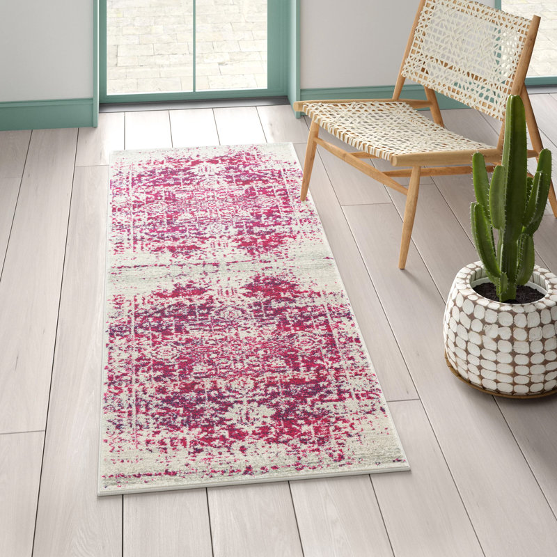 Mistana™ Hillsby Power Loom Performance Light Gray/Pink Rug & Reviews